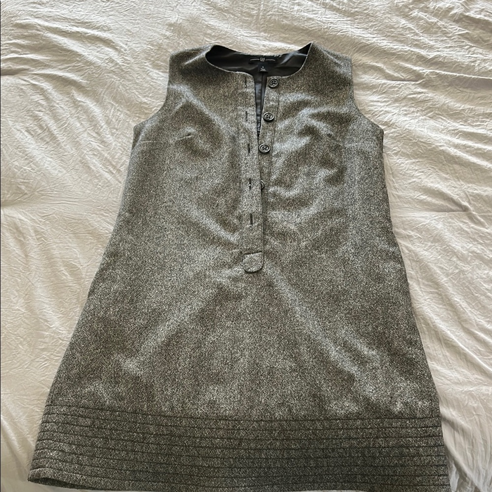 Gray Sleeveless Button-Front Dress